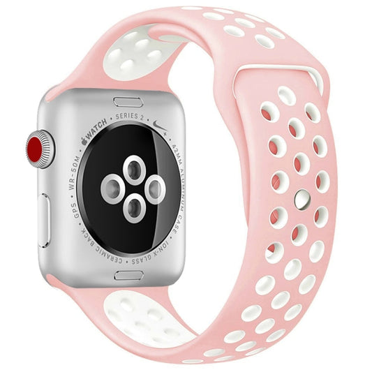 Rynx | For Apple Watch Ultra 49mm & Watch Ultra 2 49mm / Series 9 & 8 & 7 45mm / SE 3 & SE 2 & 6 & SE & 5 & 4 44mm / 3 & 2 & 1 42mm Sport Silicone Watch Band Standard Edition (Pink White)