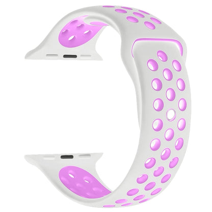 Rynx | For Apple Watch Ultra 49mm & Watch Ultra 2 49mm / Series 9 & 8 & 7 45mm / SE 3 & SE 2 & 6 & SE & 5 & 4 44mm / 3 & 2 & 1 42mm Sport Silicone Band Standard Edition (White Purple)