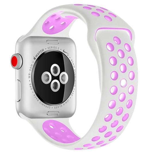 Rynx | For Apple Watch Ultra 49mm & Watch Ultra 2 49mm / Series 9 & 8 & 7 45mm / SE 3 & SE 2 & 6 & SE & 5 & 4 44mm / 3 & 2 & 1 42mm Sport Silicone Band Standard Edition (White Purple)
