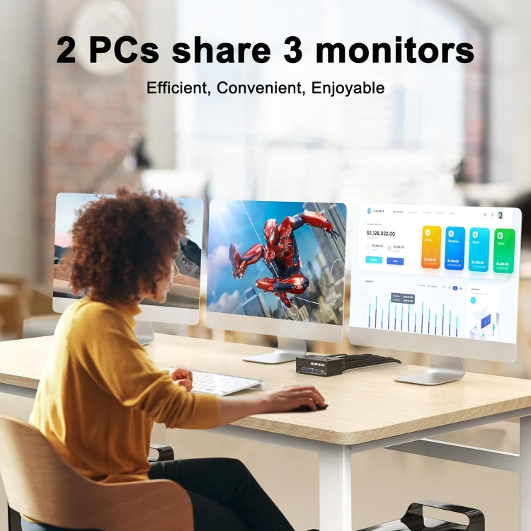 Rynx | KC-KVM203DH 8K 30Hz USB3.0 DP+DP+HDMI Triple Monitors KVM Switch, AU Plug