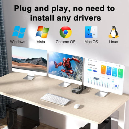 Rynx | KC-KVM203DH 8K 30Hz USB3.0 DP+DP+HDMI Triple Monitors KVM Switch, AU Plug