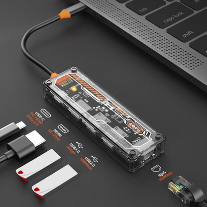 Rynx | SW5R 5 in 1 Type-C to PD + USB3.0 + USB2.0 + HDMI + RJ45 HUB Docking Station (Gray)