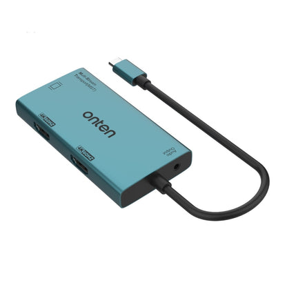 Rynx | Onten M206 4K 60Hz 4 in 1 Type-C to Dual HDMI + VGA + 3.5 mm Video Converter Adapter