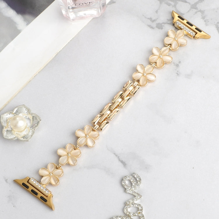 Rynx | For Apple Watch SE 2023 40mm 5-petal Flower Zinc Alloy Chain Watch Band (Gold)