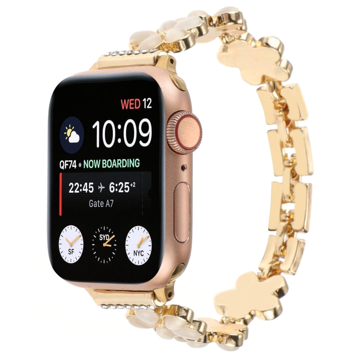 Rynx | For Apple Watch Series 9 45mm 5-petal flower zinc alloy chain wristwatch (Gold)