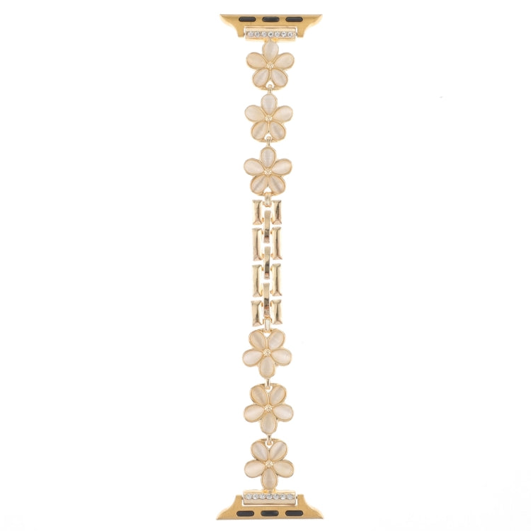Rynx | For Apple Watch Series 9 45mm 5-petal flower zinc alloy chain wristwatch (Gold)