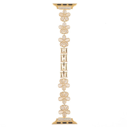 Rynx | For Apple Watch Series 9 45mm 5-petal flower zinc alloy chain wristwatch (Gold)