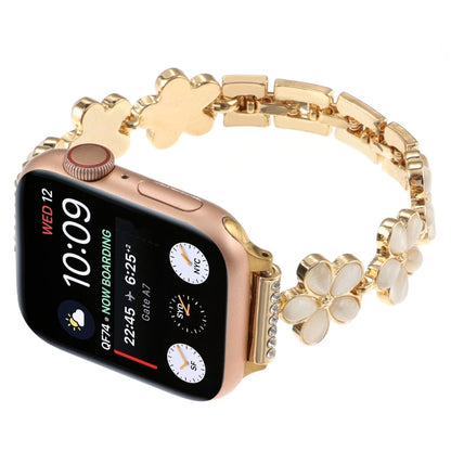 Rynx | For Apple Watch Series 9 45mm 5-petal flower zinc alloy chain wristwatch (Gold)