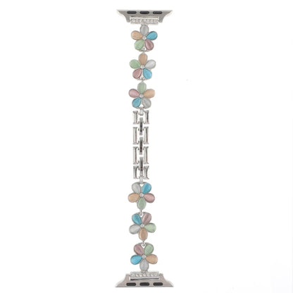 Rynx | For Apple Watch Series 8 41mm 5-petal Flower Zinc Alloy Chain Watch Band (Silver Color)