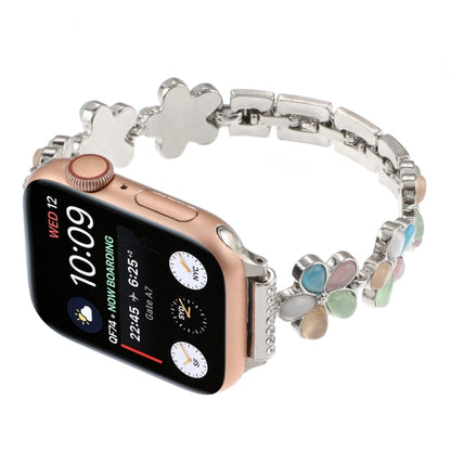 Rynx | For Apple Watch Series 8 41mm 5-petal Flower Zinc Alloy Chain Watch Band (Silver Color)