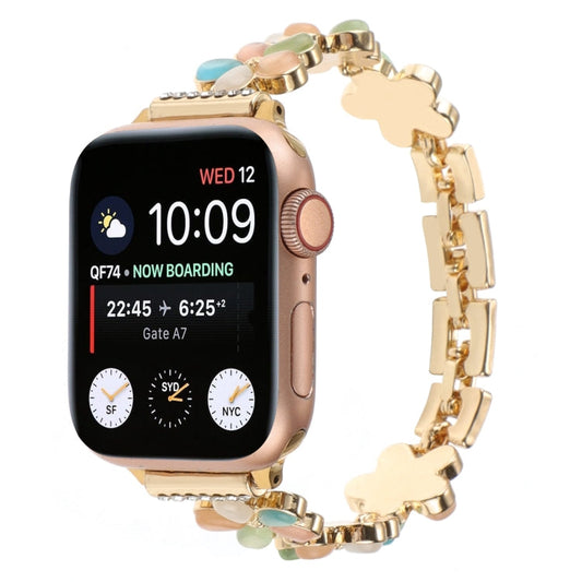 Rynx | For Apple Watch Series 7 41 mm 5-petal flower zinc alloy chain bracelet (Gold color)