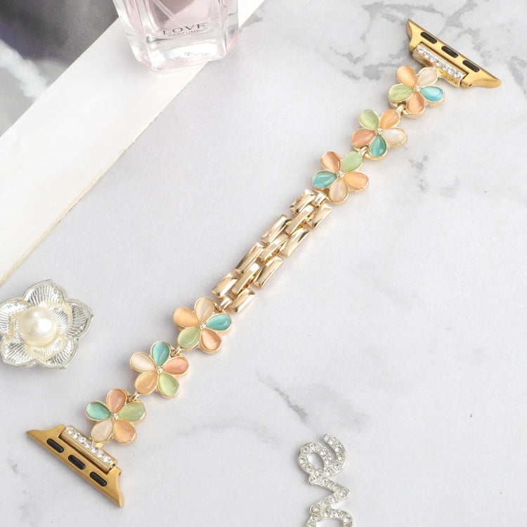 Rynx | For Apple Watch Series 5 40mm 5-petal Flower Zinc Alloy Chain Watch Strap (Gold Colored)