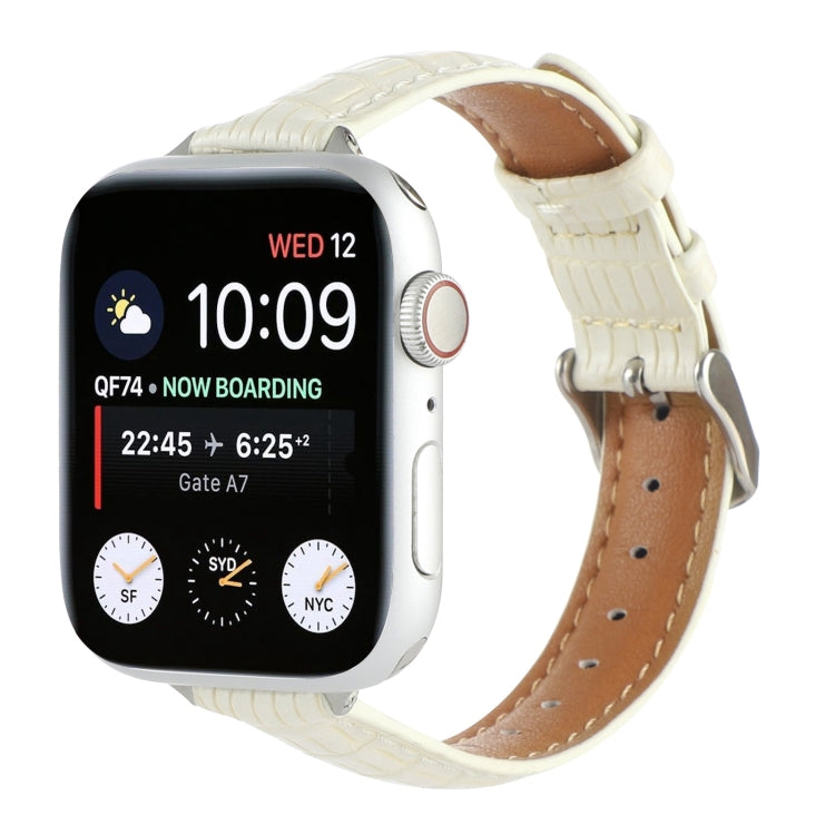 Rynx | For Apple Watch Series 9 41mm Slim Crocodile Leather Watch Band (Beige)