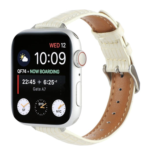 Rynx | For Apple Watch Series 9 41mm Slim Crocodile Leather Watch Band (Beige)