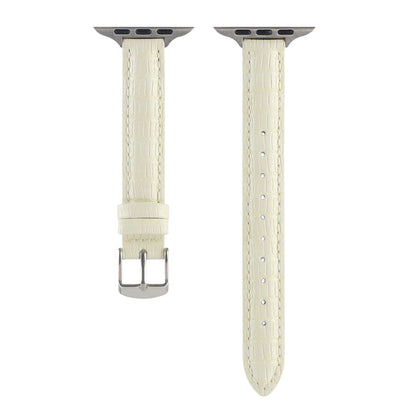 Rynx | For Apple Watch Series 9 41mm Slim Crocodile Leather Watch Band (Beige)