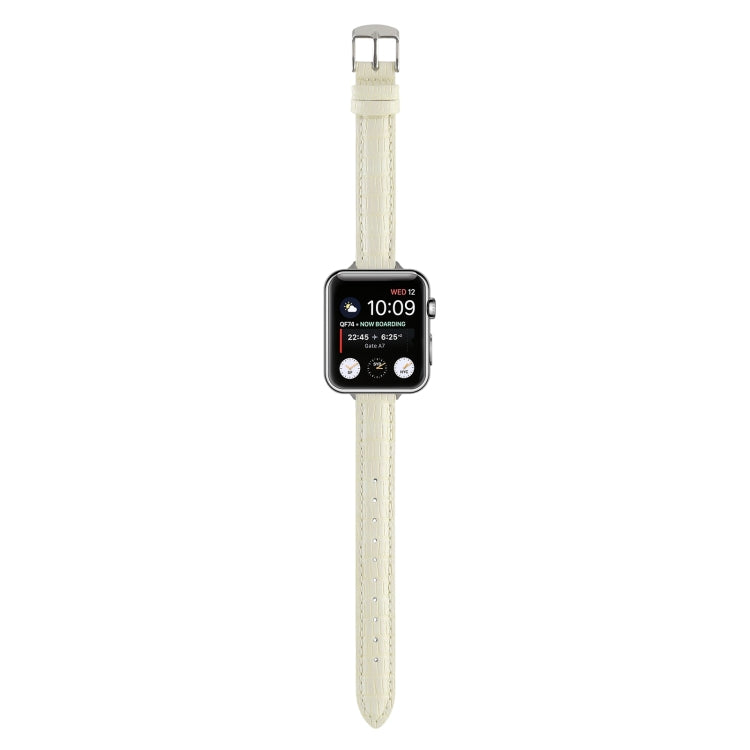Rynx | For Apple Watch Series 9 41mm Slim Crocodile Leather Watch Band (Beige)