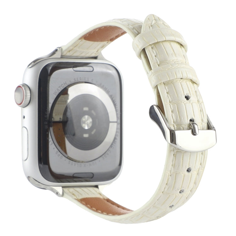 Rynx | For Apple Watch Series 9 41mm Slim Crocodile Leather Watch Band (Beige)