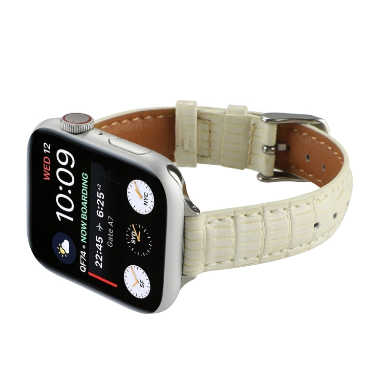 Rynx | For Apple Watch Series 9 41mm Slim Crocodile Leather Watch Band (Beige)