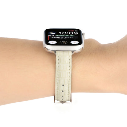 Rynx | For Apple Watch Series 9 41mm Slim Crocodile Leather Watch Band (Beige)