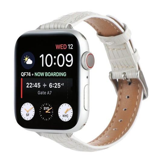 Rynx | For Apple Watch Series 9 41mm Slim Crocodile Leather Watch Band (White)