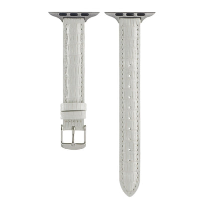 Rynx | For Apple Watch Series 9 41mm Slim Crocodile Leather Watch Band (White)