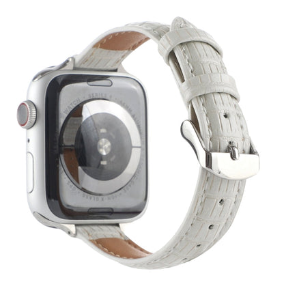 Rynx | For Apple Watch Series 9 41mm Slim Crocodile Leather Watch Band (White)