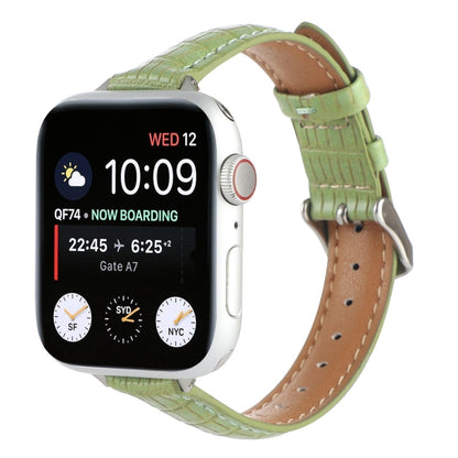 Rynx | For Apple Watch Series 6 44mm Slim Crocodile Leather Watch Band (Light Green)