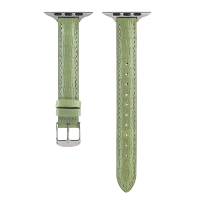 Rynx | For Apple Watch Series 6 44mm Slim Crocodile Leather Watch Band (Light Green)