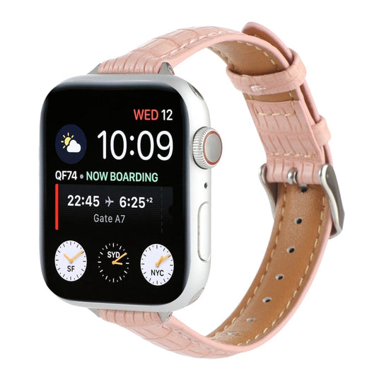 Rynx | For Apple Watch Series 5 40mm Slim Crocodile Leather Watch Band (Pink)