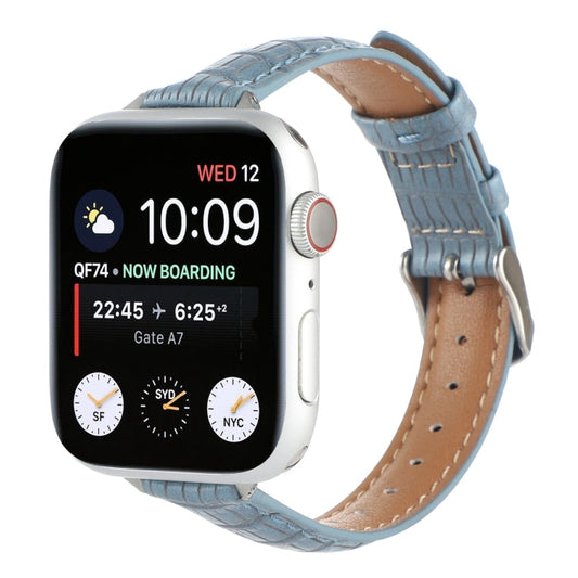 Rynx | For Apple Watch Series 5 40mm Slim Crocodile Leather Band (Light Blue)