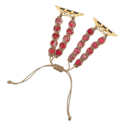 Rynx | For Apple Watch Series 9 45mm Heart Stones Drawstring Chain Watch Strap (Red)