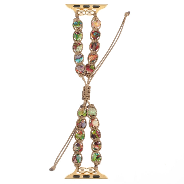 Rynx | For Apple Watch Series 9 45mm Heart Stones Drawstring Chain Watch Band (Colorful)