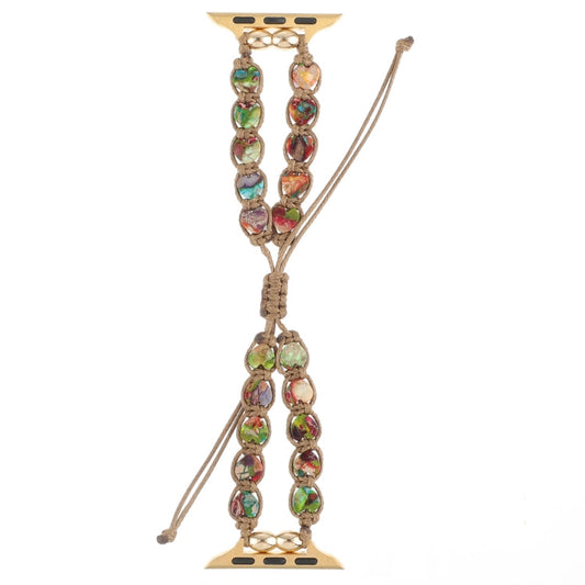 Rynx | For Apple Watch Series 9 45mm Heart Stones Drawstring Chain Watch Band (Colorful)