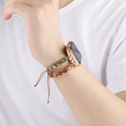Rynx | For Apple Watch Series 9 45mm Heart Stones Drawstring Chain Watch Band (Colorful)