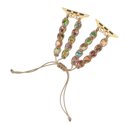Rynx | For Apple Watch Series 9 45mm Heart Stones Drawstring Chain Watch Band (Colorful)