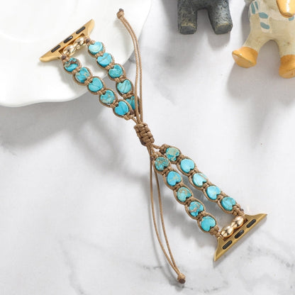 Rynx | For Apple Watch Series 8 45mm Heart Stones Drawstring Chain Bracelet (Blue)