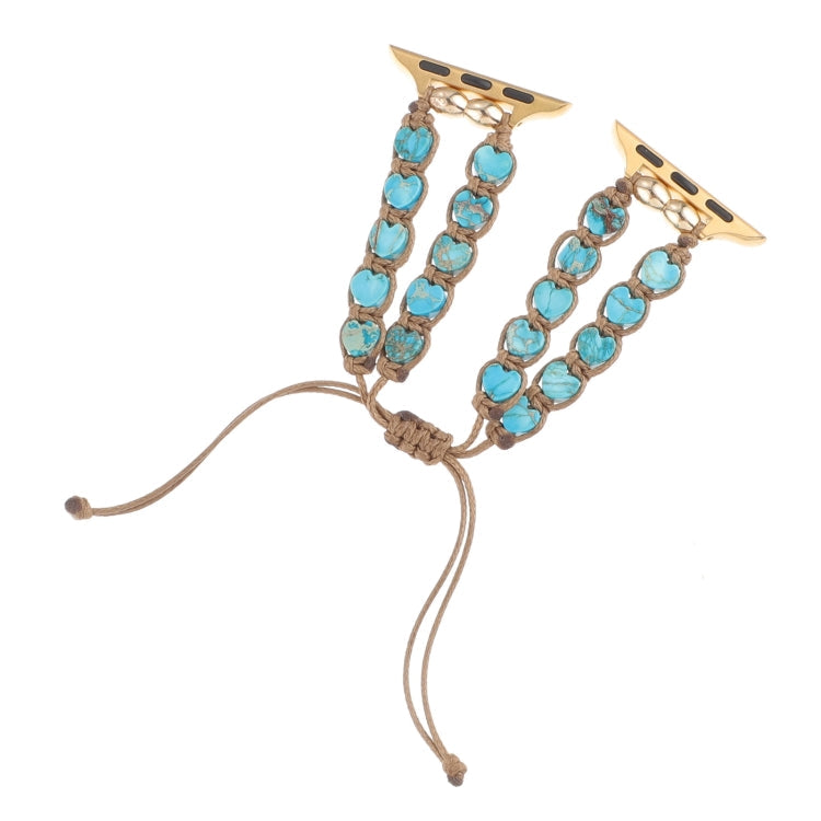 Rynx | For Apple Watch Series 8 45mm Heart Stones Drawstring Chain Bracelet (Blue)