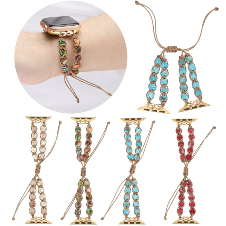 Rynx | For Apple Watch Series 9 41mm Heart Stones Drawstring Chain Bracelet (Colorful)