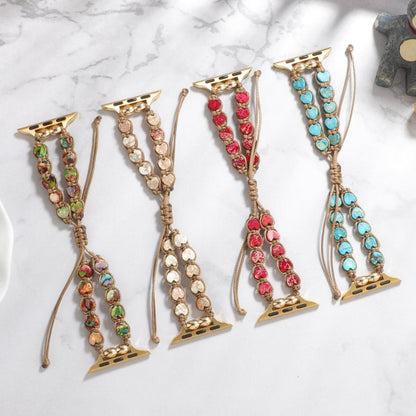 Rynx | For Apple Watch Series 9 45mm Heart Stones Drawstring Chain Watch Band (Colorful)