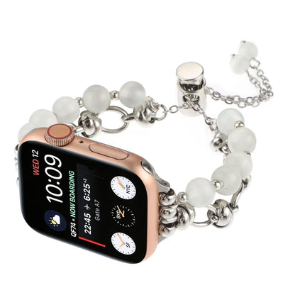 Rynx | For Apple Watch Series 7 41 mm Pearl Chain Metal Bracelet Watch Band (White Silver)