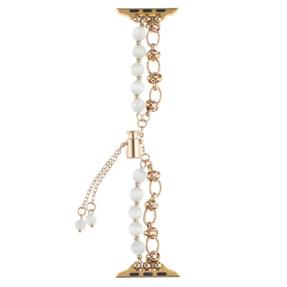 Rynx | For Apple Watch Series 4 40mm Pearl Chain Metal Strap Watch Band (White Gold)