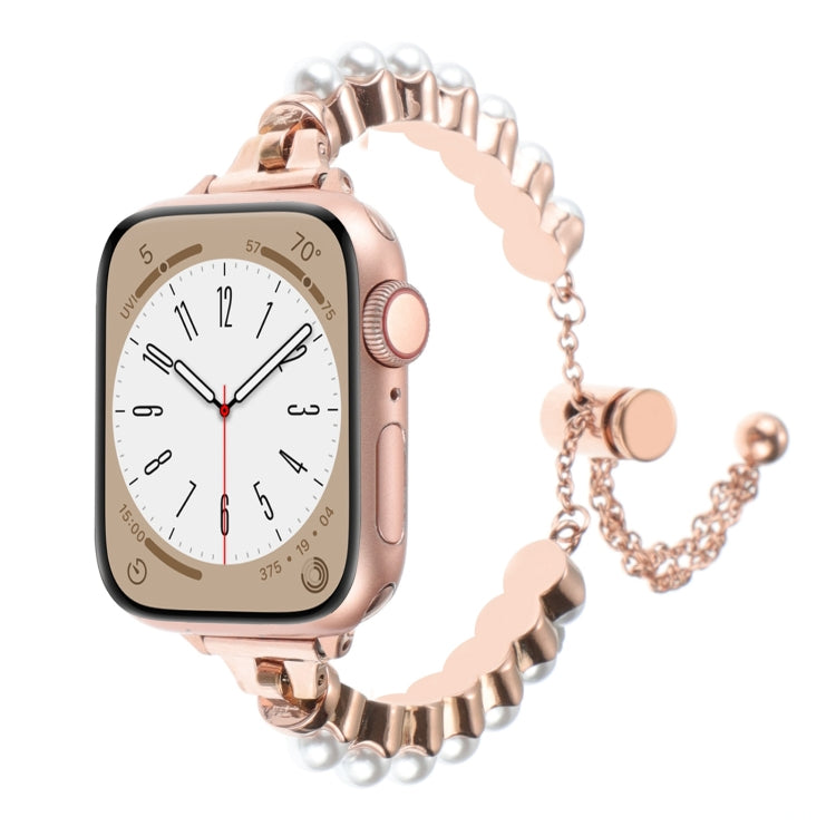 Rynx | For Apple Watch 42mm Pearl Bracelet Metal Watch Band (Rose Gold)