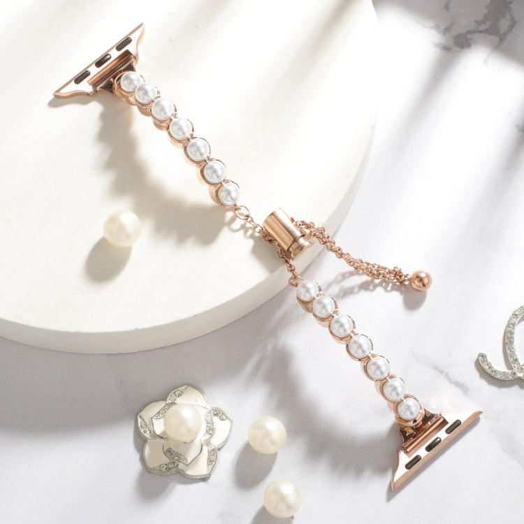 Rynx | For Apple Watch 42mm Pearl Bracelet Metal Watch Band (Rose Gold)