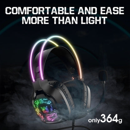 Rynx | ONIKUMA X22 USB + 3.5mm Colorful Light Wired Gaming Headset with Microphone, Cable Length: 1.8 m (Black)