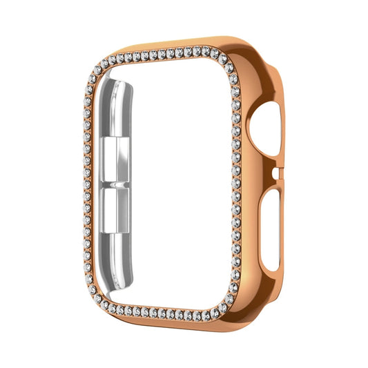 Rynx | For Apple Watch Series 9 / 8 / 7 45mm Plating Row Diamond Hollow PC Watch Case (Rose Gold)