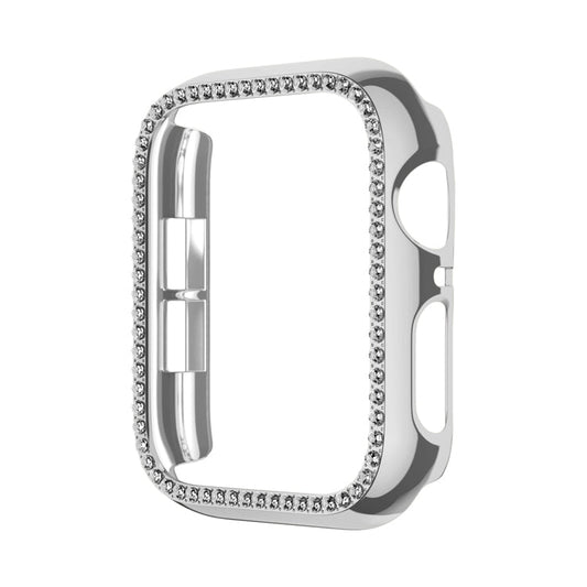 Rynx | For Apple Watch Series 9 / 8 / 7 41mm Plating Row Diamond Hollow PC Watch Case (Silver)