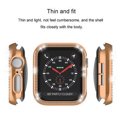 Rynx | For Apple Watch Series 9 / 8 / 7 41mm Plating Row Diamond Hollow PC Watch Case (Silver)
