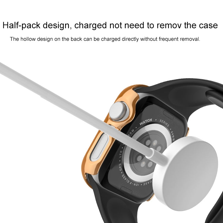 Rynx | For Apple Watch Series 9 / 8 / 7 45mm Plating Row Diamond Hollow PC Watch Case (Rose Gold)