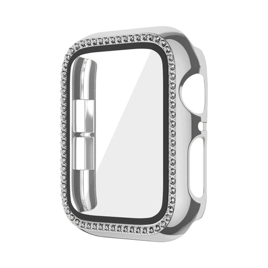 Rynx | For Apple Watch Series 9 / 8 / 7 45mm Plating Row Diamond PC Watch Case with Film (Silver)