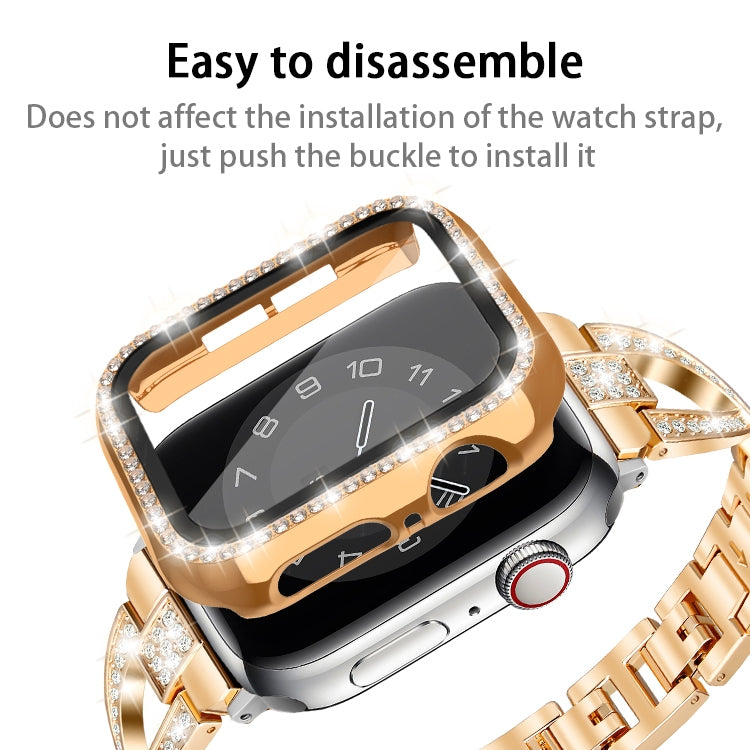 Rynx | For Apple Watch Series 9 / 8 / 7 45mm Plating Row Diamond PC Watch Case with Film (Silver)